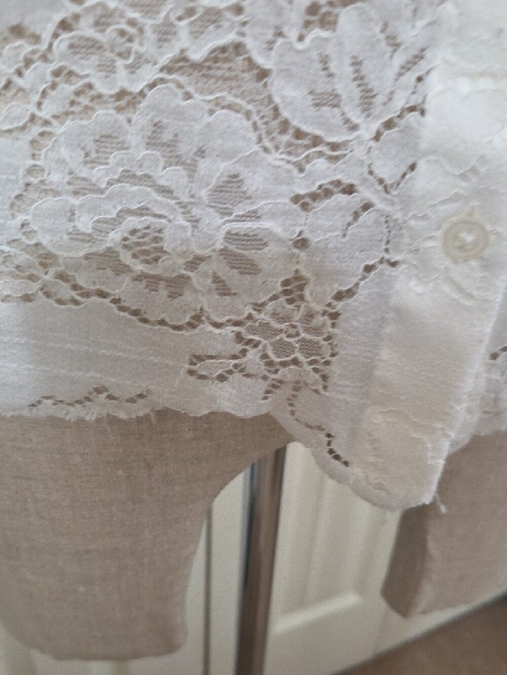 White House Black Market White Lace Button-Front Blouse - Picture 5 of 8